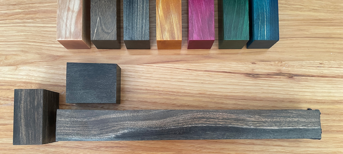 10 stabilized wood blocks with vibrant colors